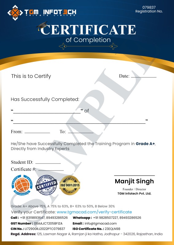 Sample course completion certificate